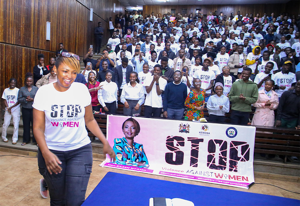 Senator Karen Nyamu at Lecture Theatre when she launched campaign against Gender-Based Violence Senator Karen Nyamu at Lecture Theatre when she launched campaign against Gender-Based Violence