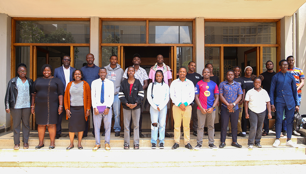 Team from KISEB led by Senior Marketing and Corporate Communication Officer, Sabastian Mwalili with Members of Staff and students from the Department of Business and Management Studies after the sensitization workshop